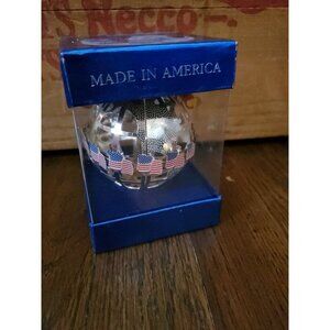 Wallace Silversmith's God Bless America Ornament Globe American Flag - 2001